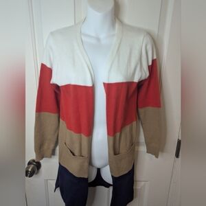Ecowish Colorblock Fall Open Front Cardigan Size Small
